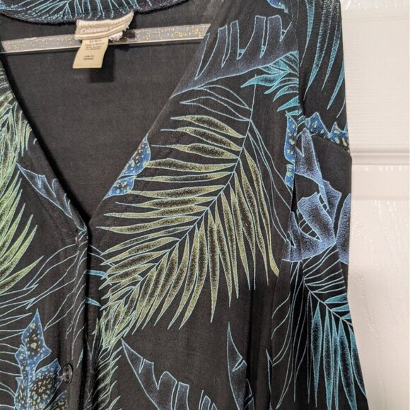 Vintage Coldwater Creek Floral Shirt Womens Size Large Black Acetate Stretch - Picture 3 of 10